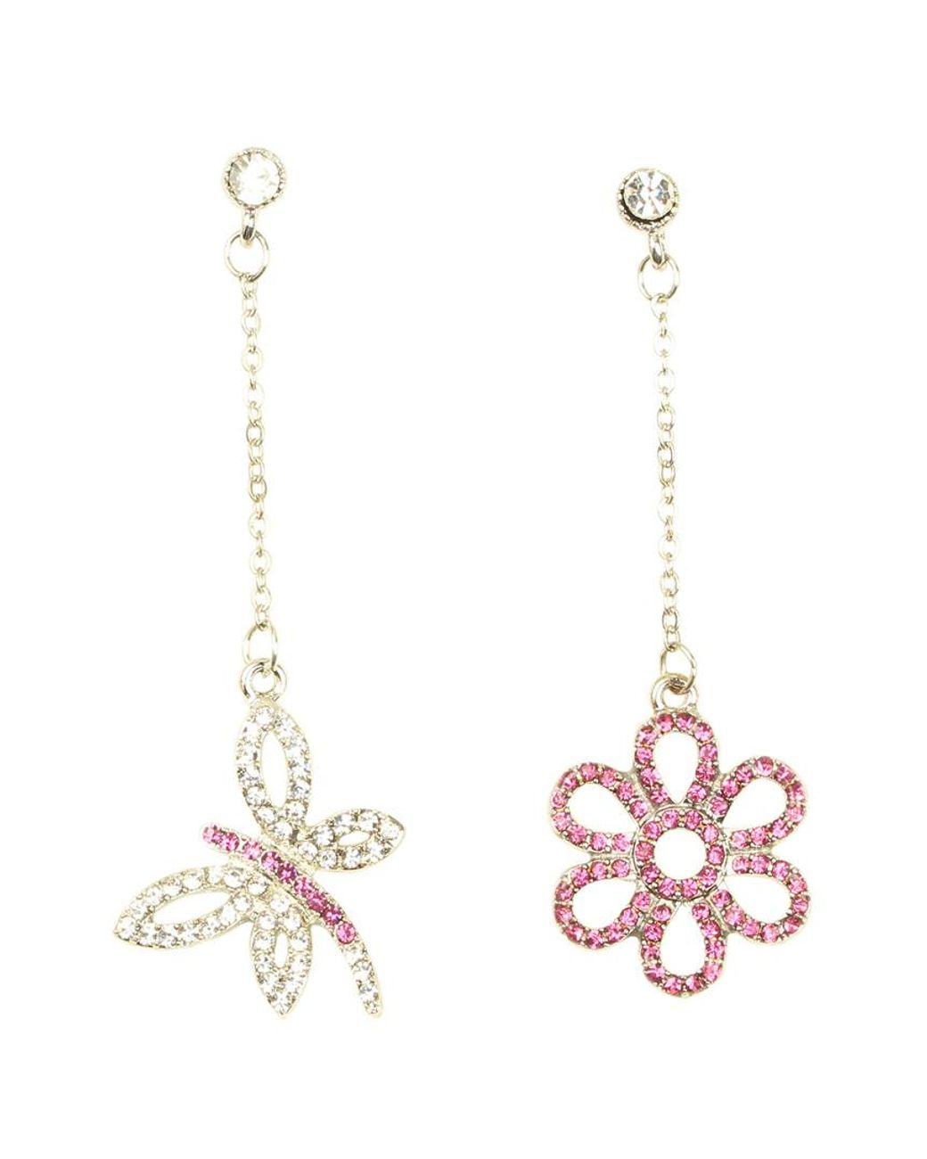 Eye Candy LA White Pink Shimmering Chain Drop Earring