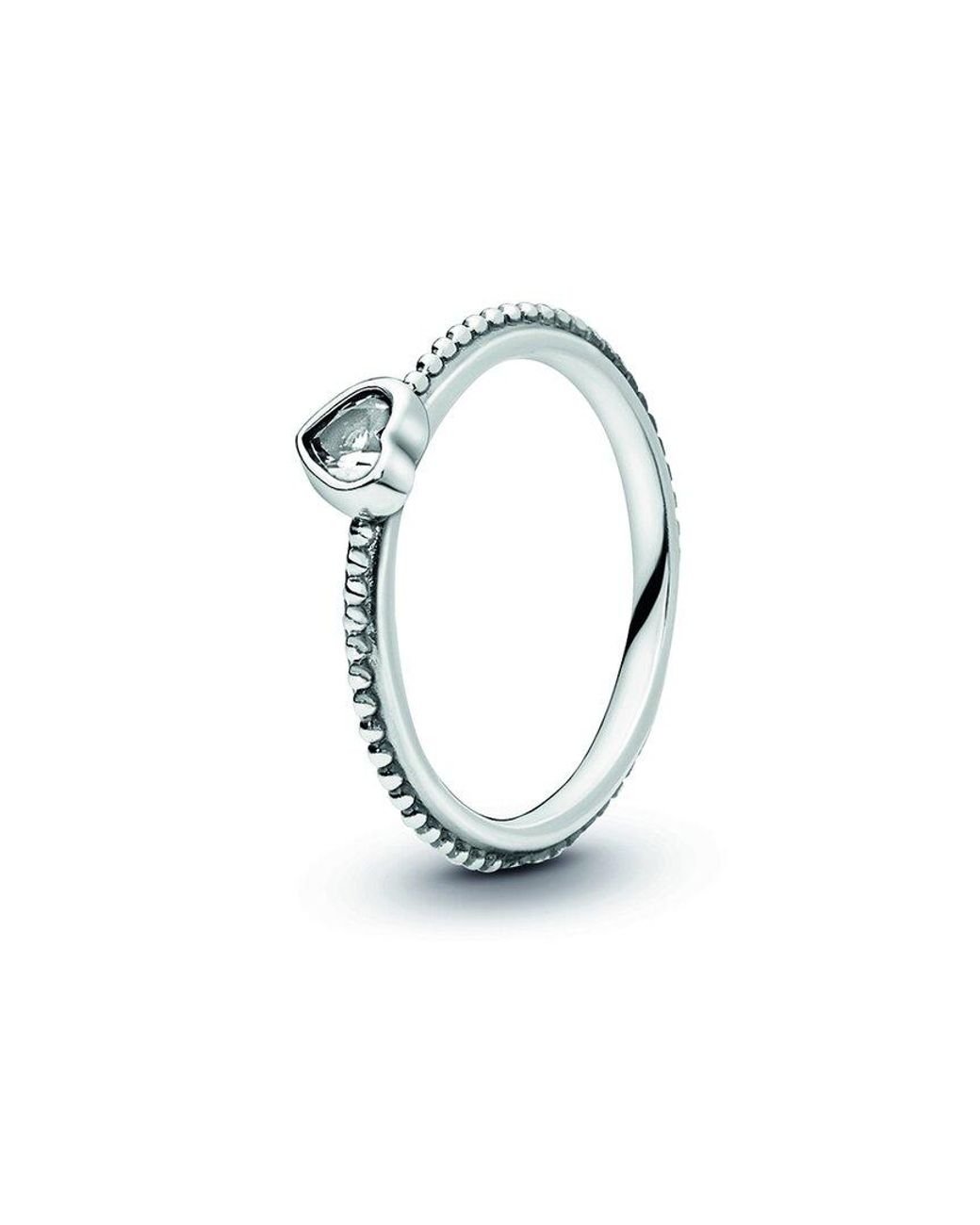 PANDORA Moments Silver Cz Heart Ring in White | Lyst