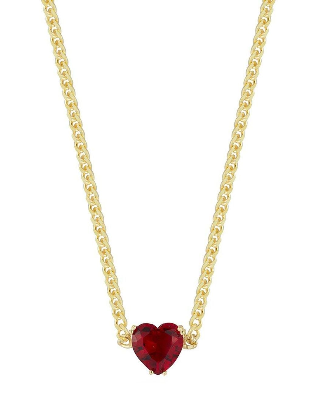 Sphera Milano Metallic 14k Over Silver Cz Heart Collar Necklace With Curb Chain