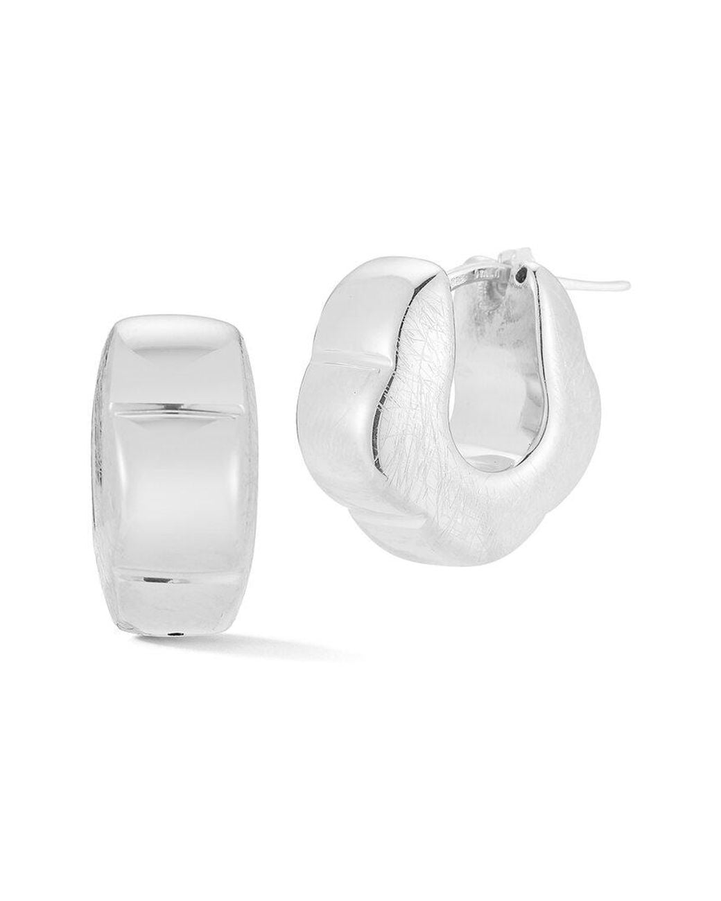 Sphera Milano White Silver Hollow Flower Chunky Hoops