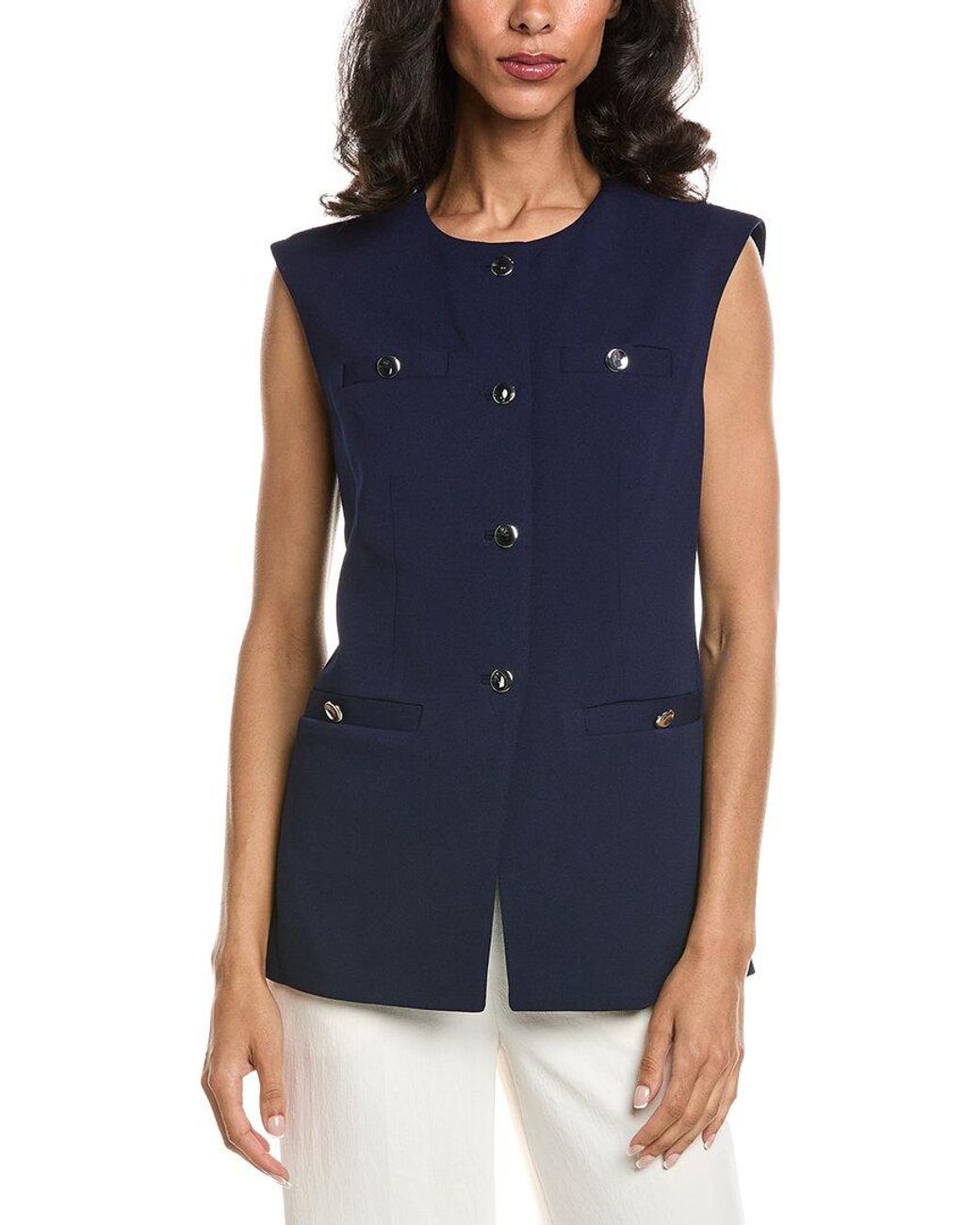 Anne Klein Blue Heavy Cool Crepe Vest