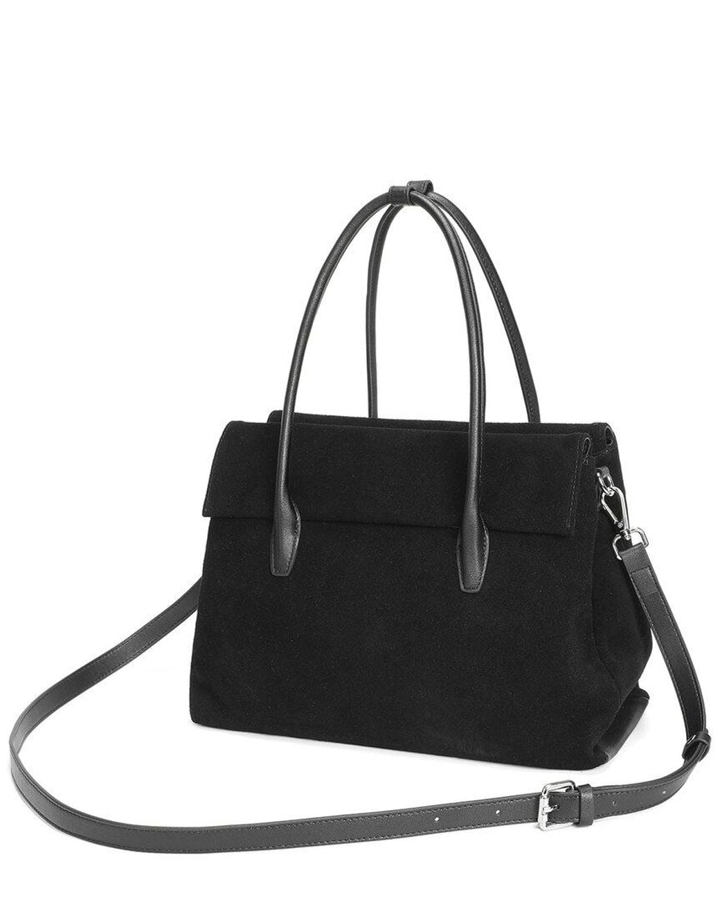 Tiffany & Fred Paris Black Suede Foldover Tote