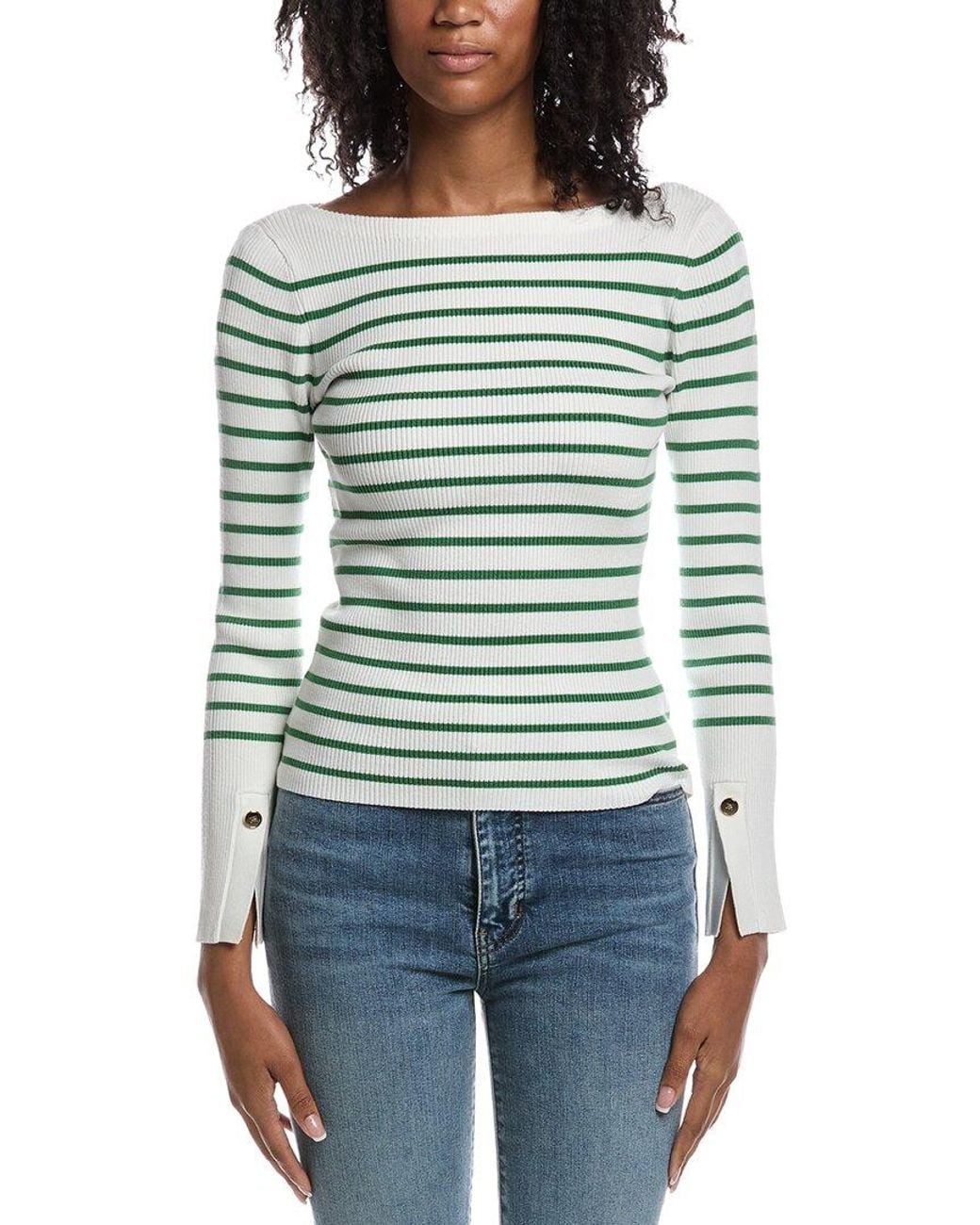 Tahari Green The Sula Boatneck Sweater