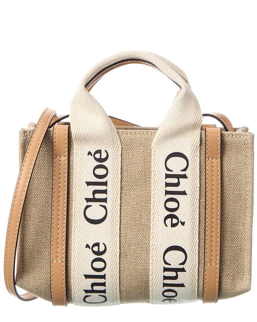 Chloé Woody Mini Canvas & Leather Tote in Natural | Lyst