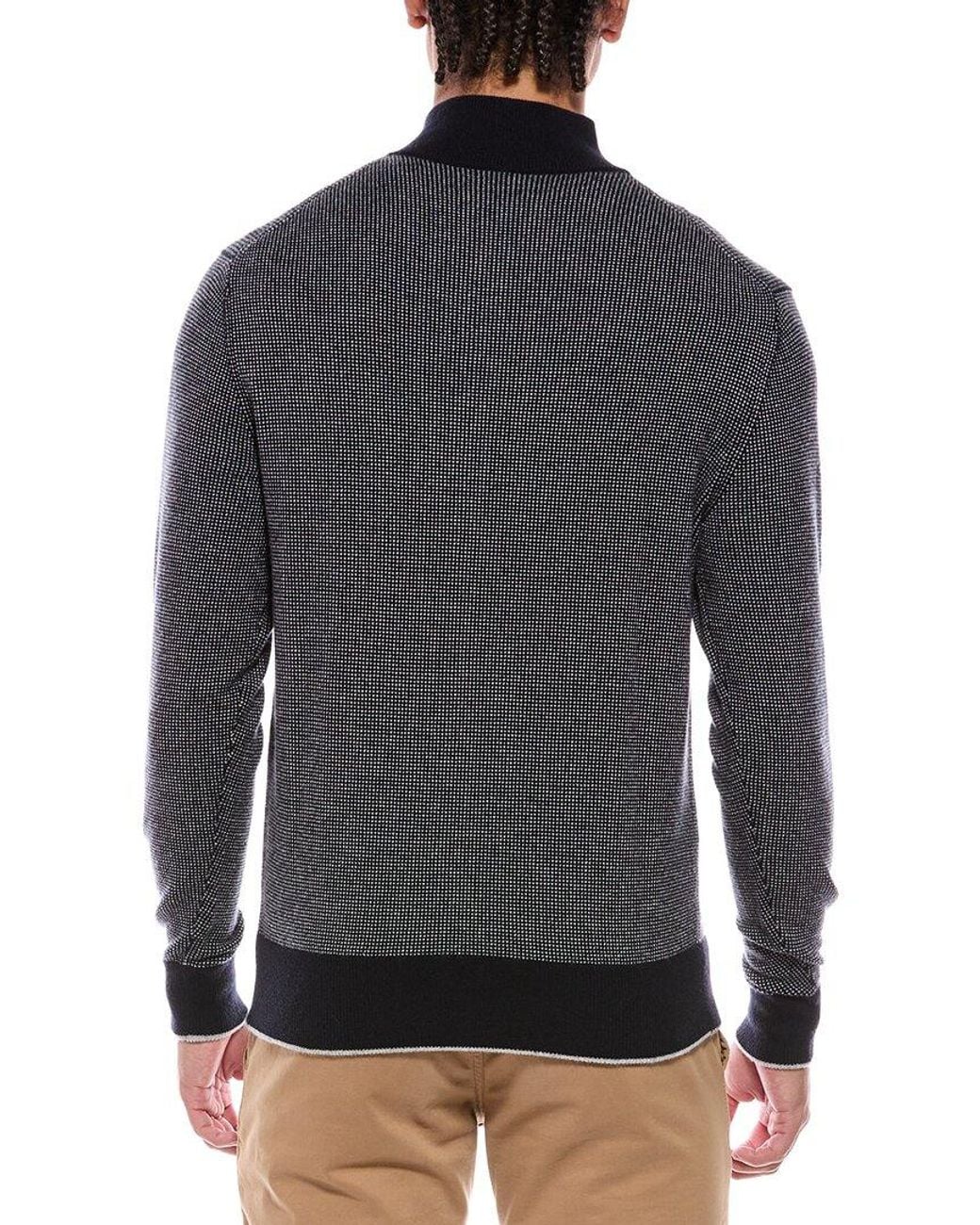 N.Peal Cashmere Gray Knightsbridge Full Zip 100% Cashmere Mock Neck Sweater for men