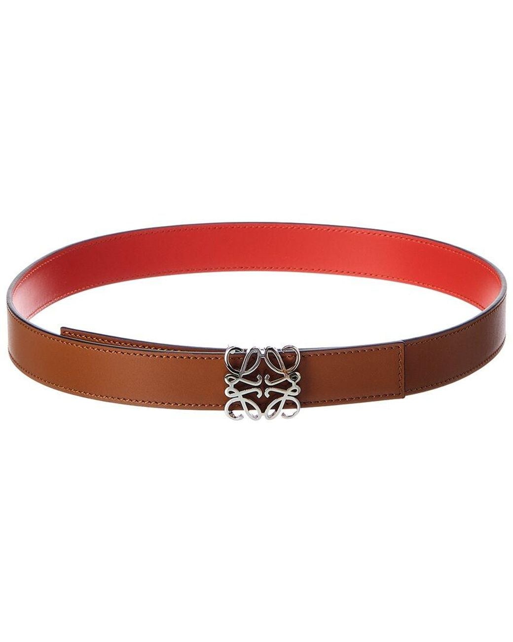 Loewe Red Anagram Bombe Reversible Leather Belt
