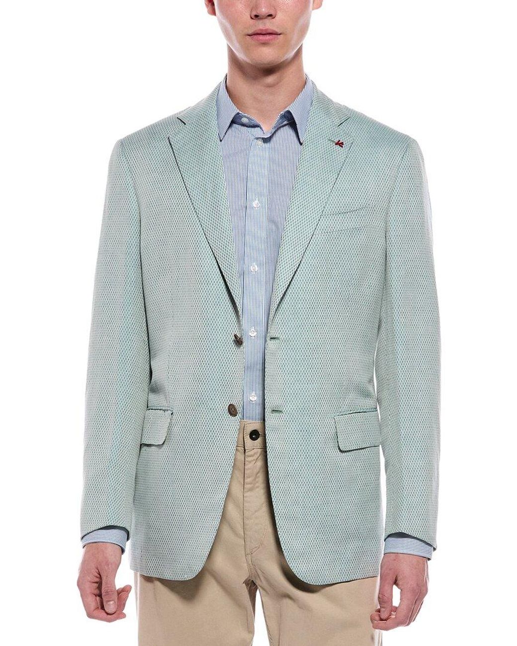 Isaia Blue Linen-Blend Jacket for men