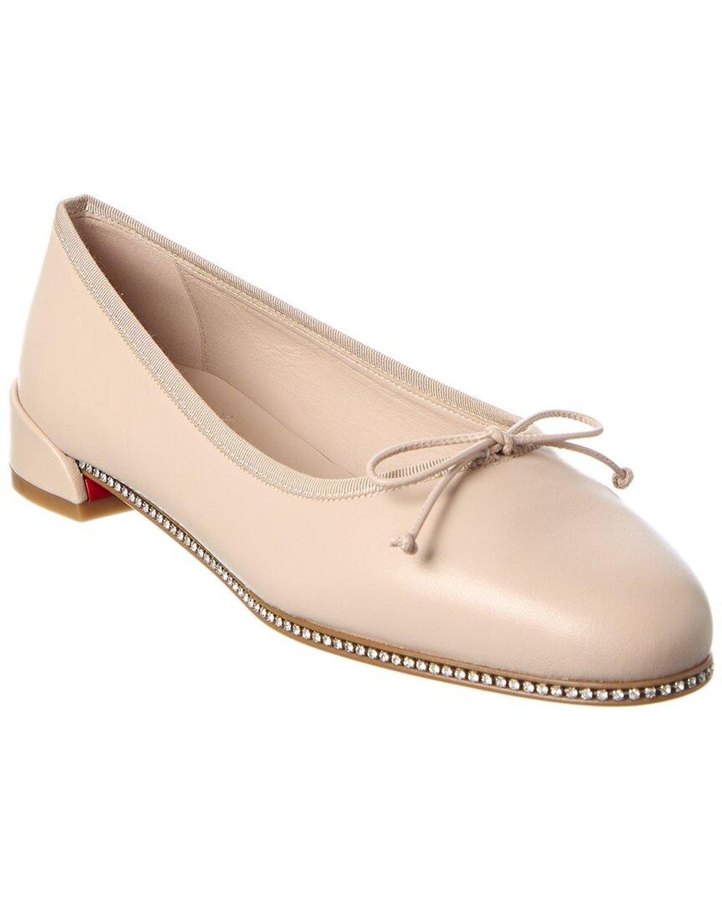 Christian Louboutin Natural Sweetie Strass Leather Ballerina Flat