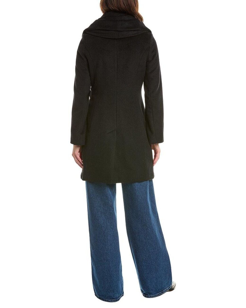 Via Spiga Black Hooded Wool-Blend Coat