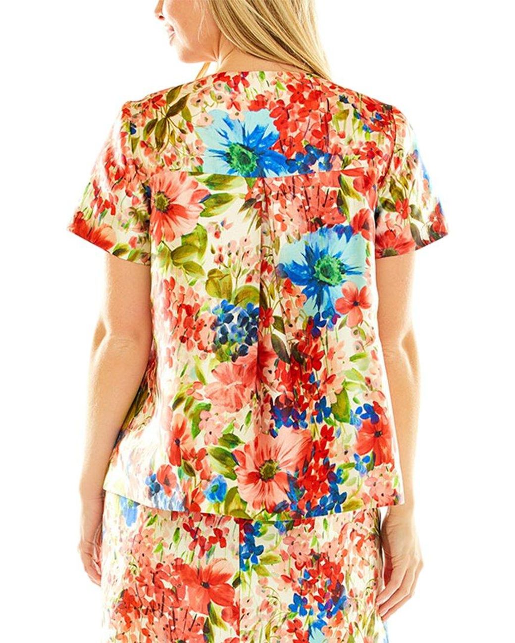 Sara Campbell Red Print Trapeze Jacket