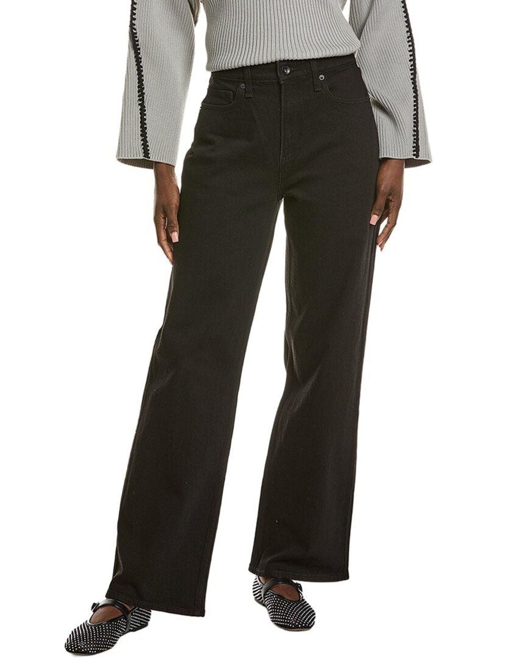 Rag & Bone Black Lori Mid-Rise Wide Leg Jean