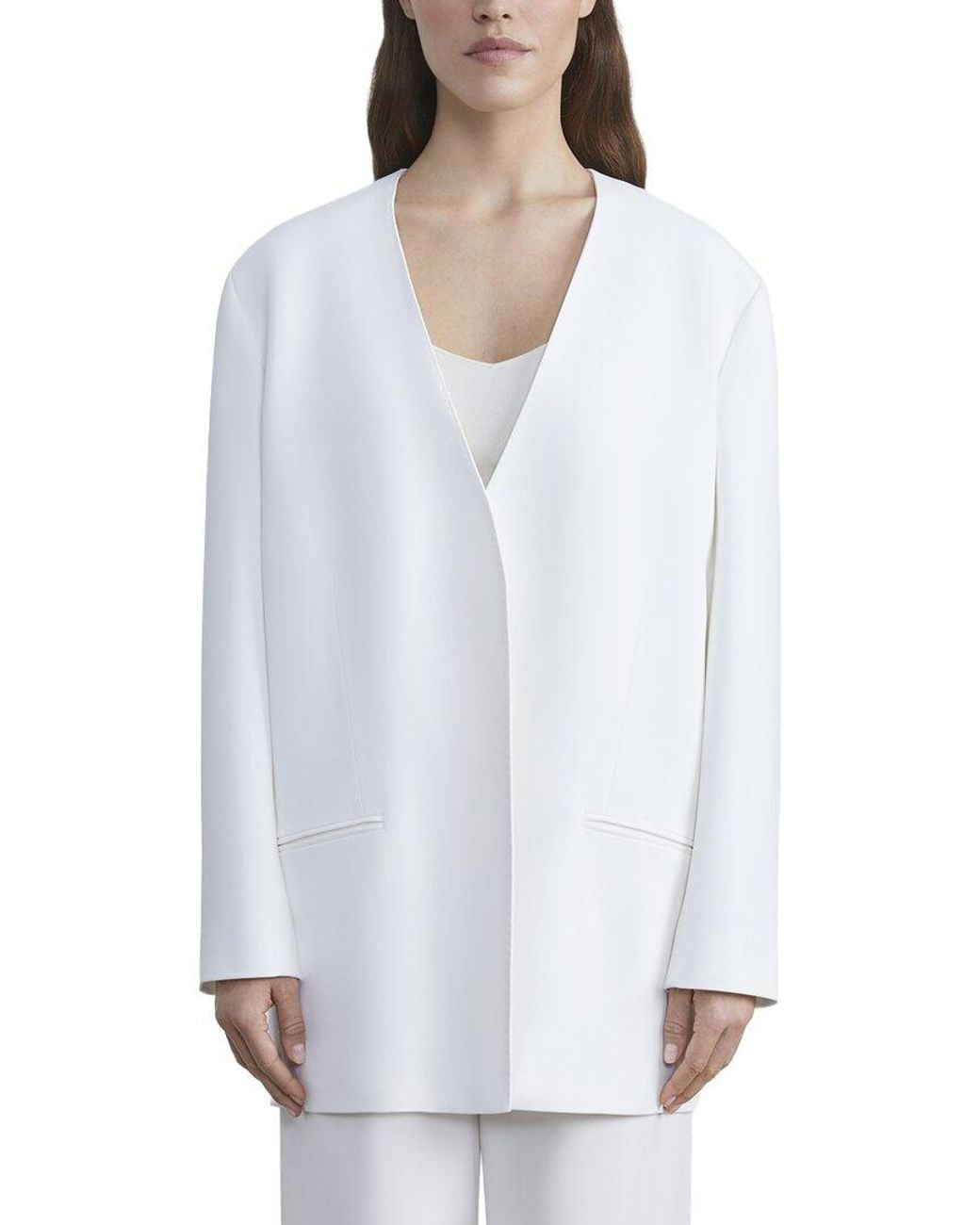Lafayette 148 New York White Relaxed Collarless Blazer