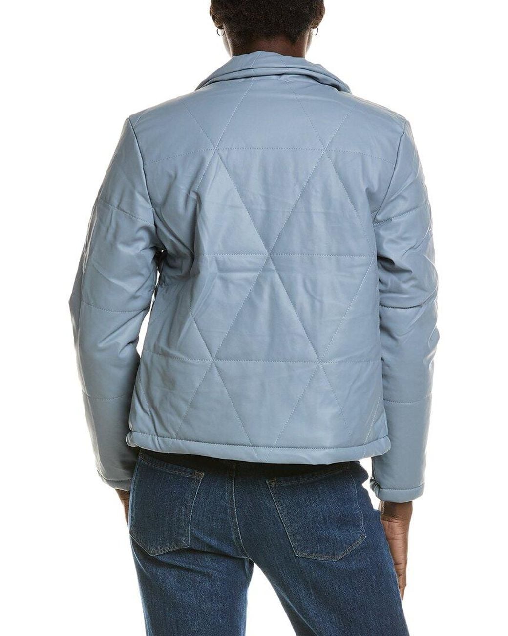 Marion Blue Solid Diamond Quilted Jacket
