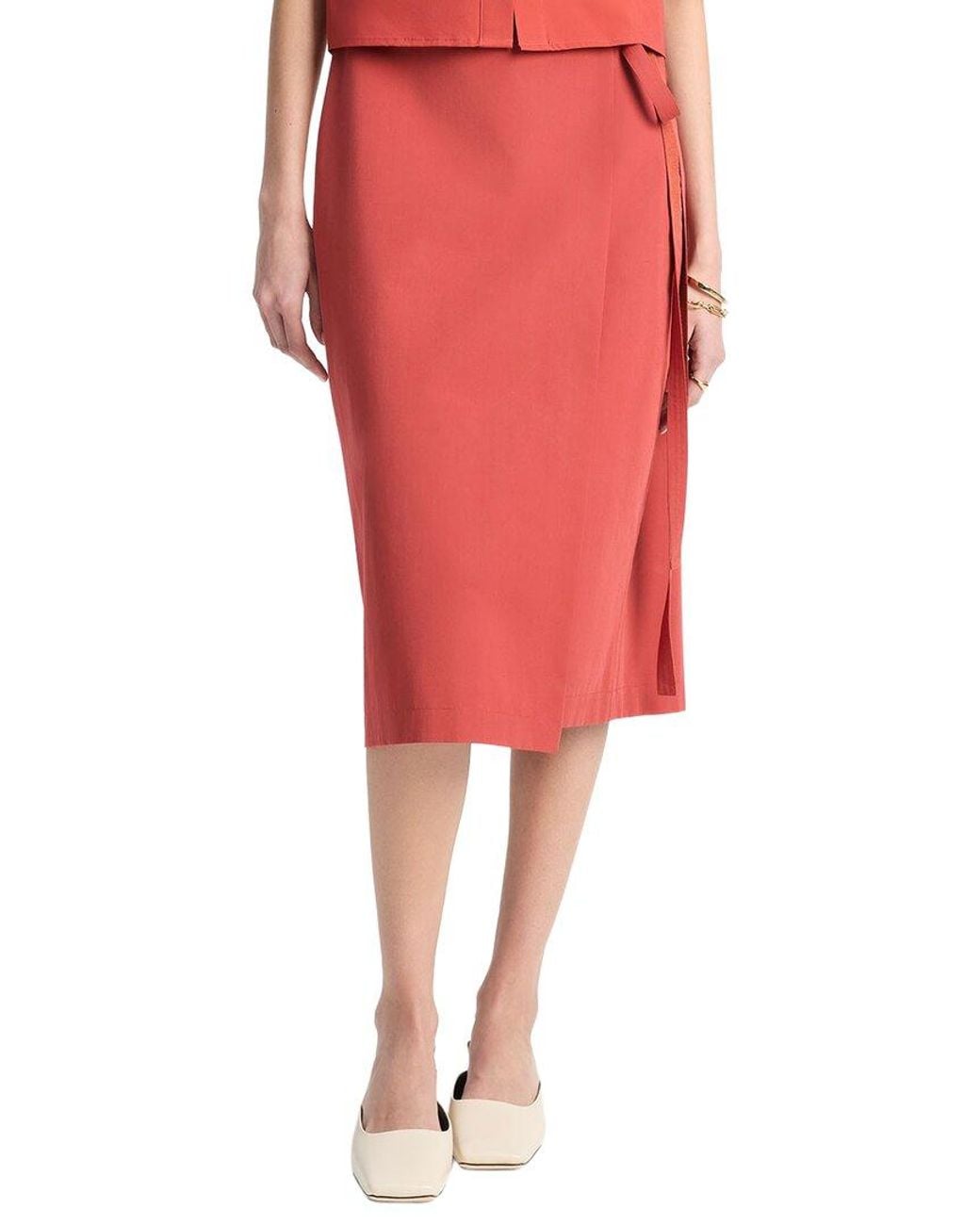 Vince Red Wrap Straight Skirt