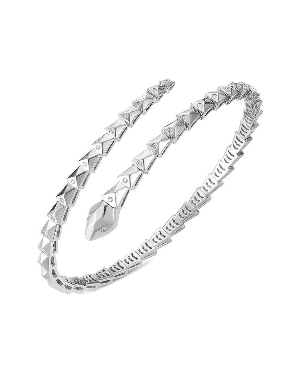 Forever Creations Signature White Forever Creations 14k 0.25 Ct. Tw. Diamond Flexible Snake Bangle Bracelet
