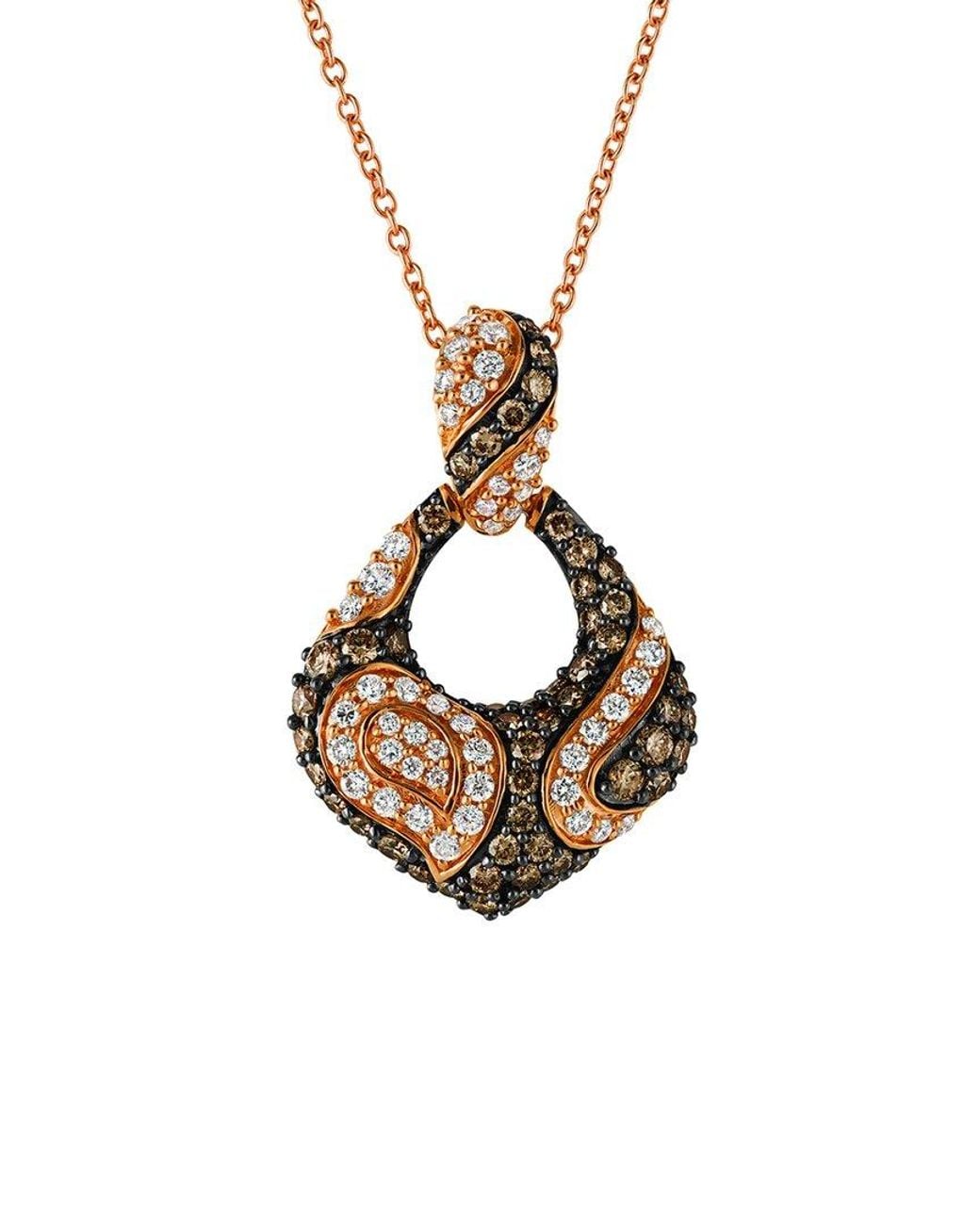 Le Vian Metallic Le Vian Chocolate Diamonds 14k Rose Gold 0.82 Ct. Tw. Diamond Drop Pendant Necklace