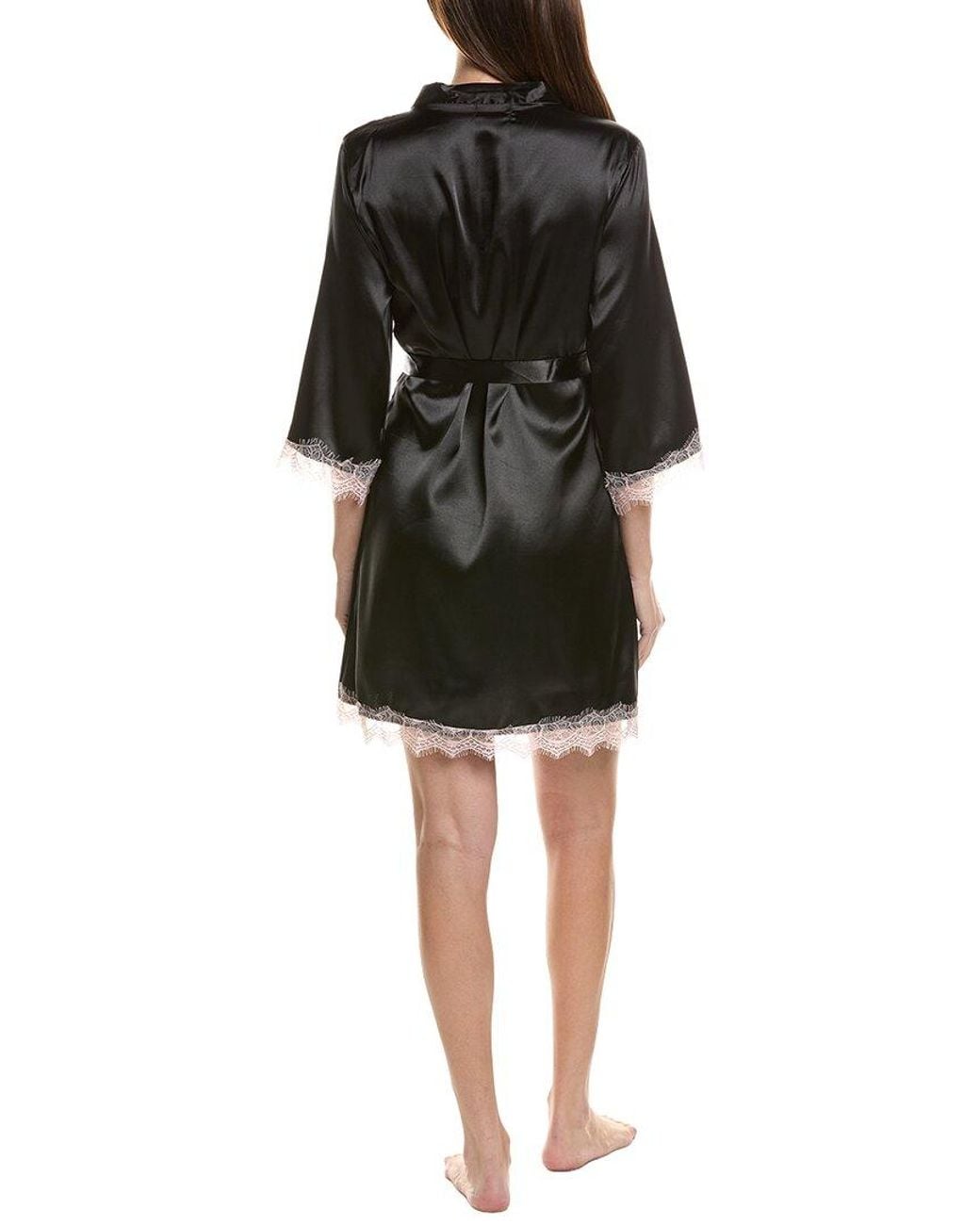 Sugar Black Satin Lace Trim Robe