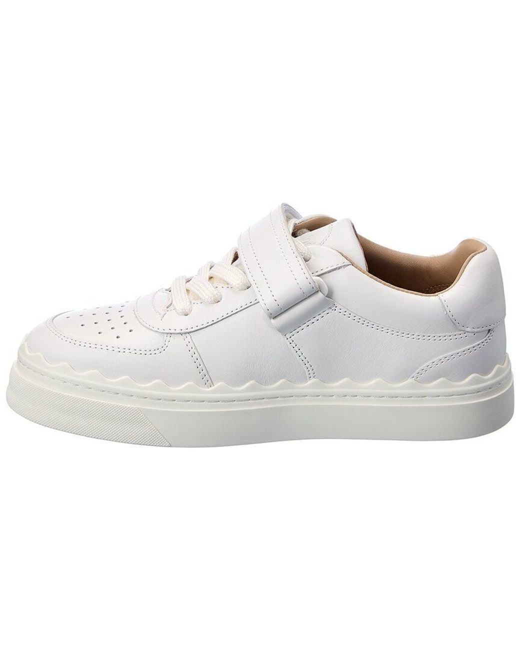 Chloé White Lauren Scalloped Leather Sneaker