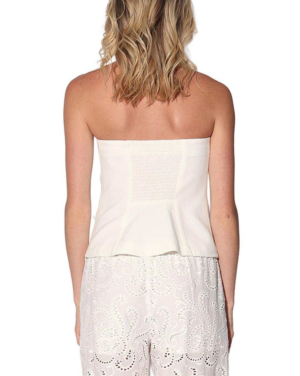 Walter Baker White Bianca Linen-Blend Top