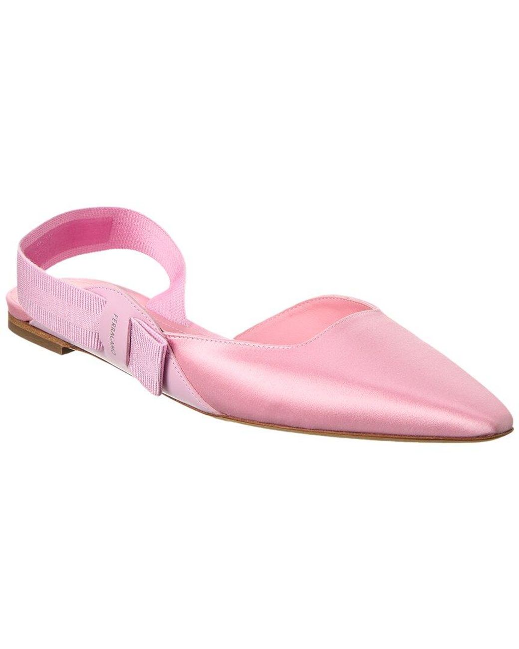 Ferragamo Pink Vania Satin Slingback Flat