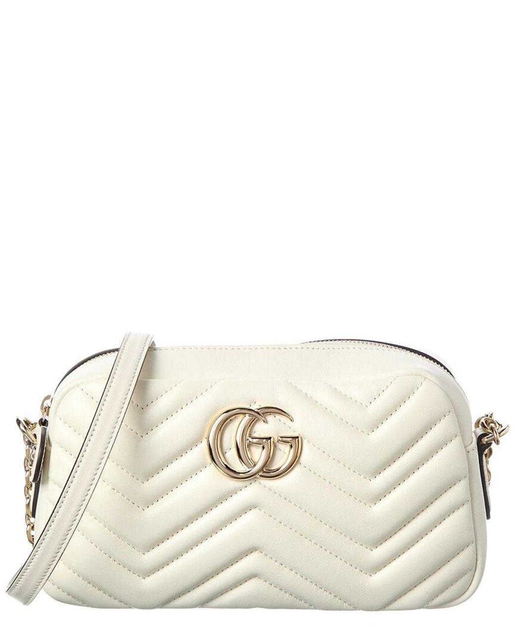Gucci Natural Gg Marmont Small Leather Camera Bag