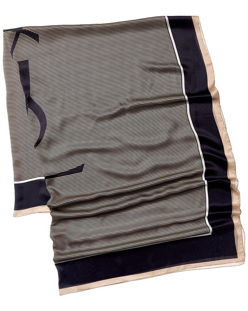 Saint Laurent Black Cassandre Striped Silk Stole for men