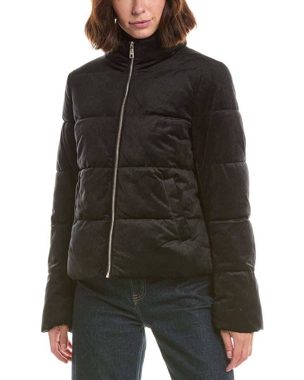 Cece Black Velvet Puffer Jacket