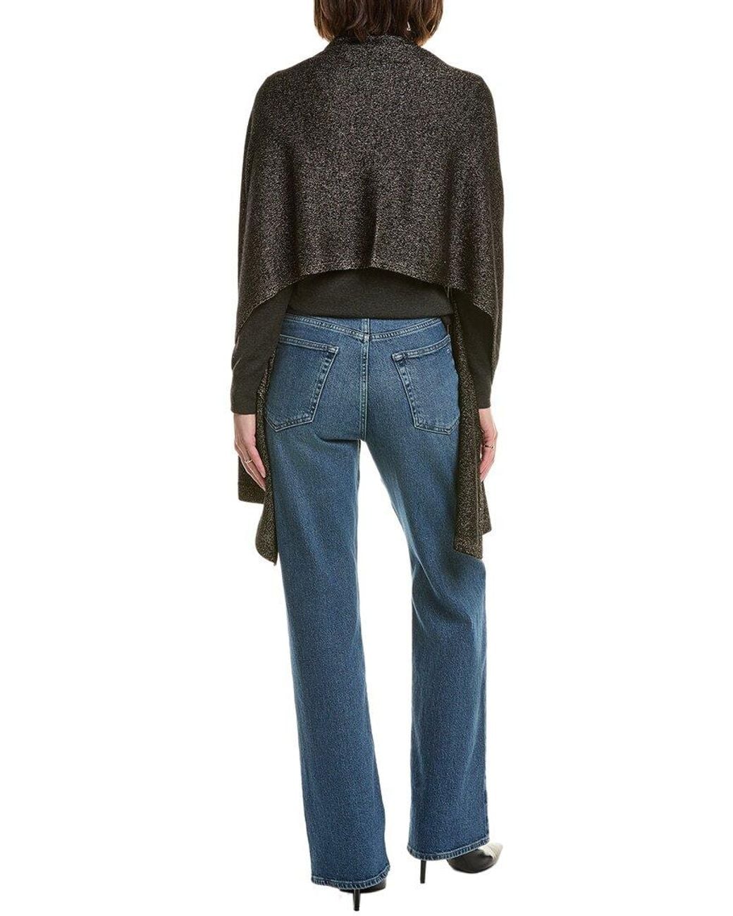 Hannah Rose Black Lurex Cashmere Scarf