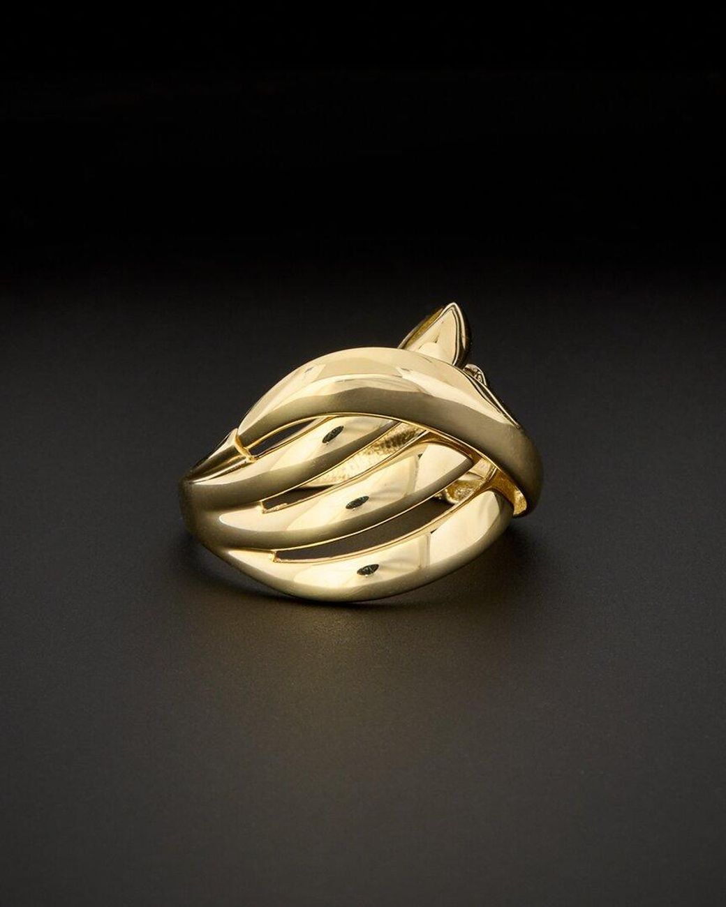 Italian Gold Black 14k Crossover Ring
