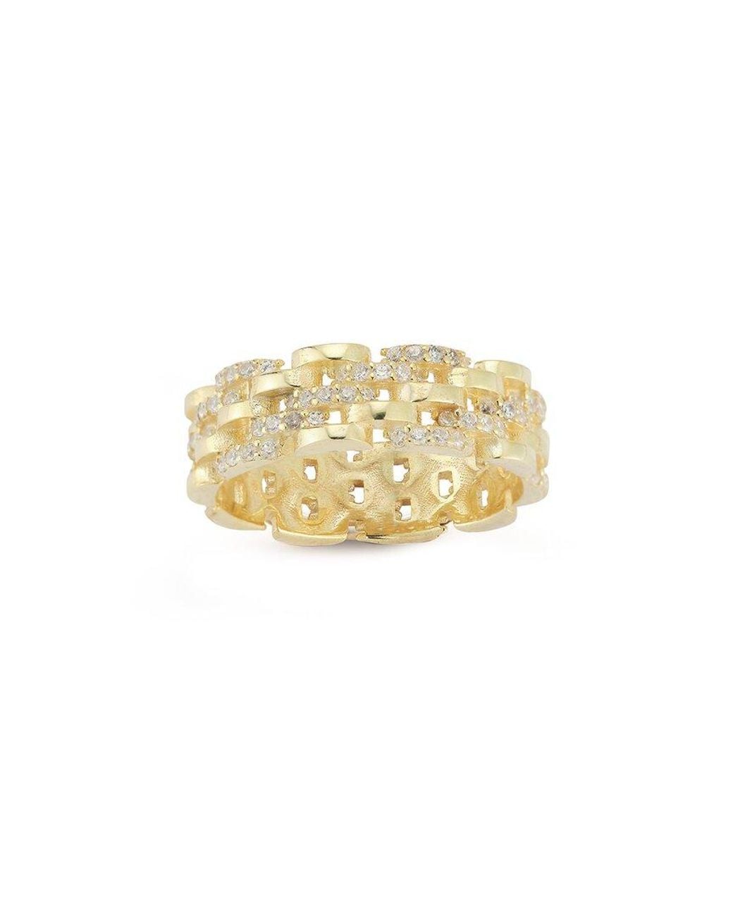 Chloe and Madison White 14k Over Silver Cz Link Ring