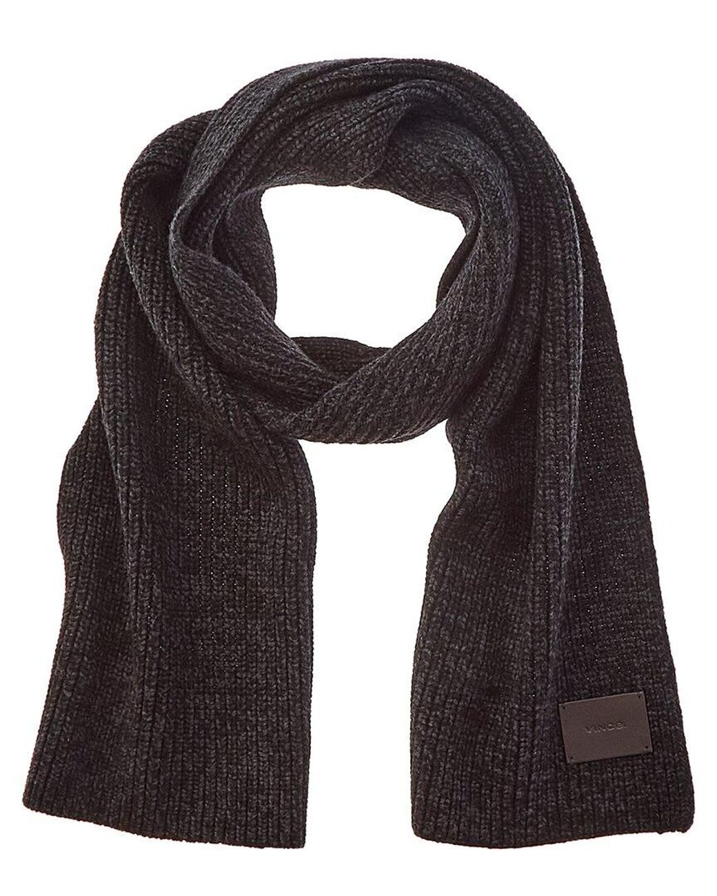 Vince Black Shaker Stitch Wool & Cashmere-Blend Scarf for men