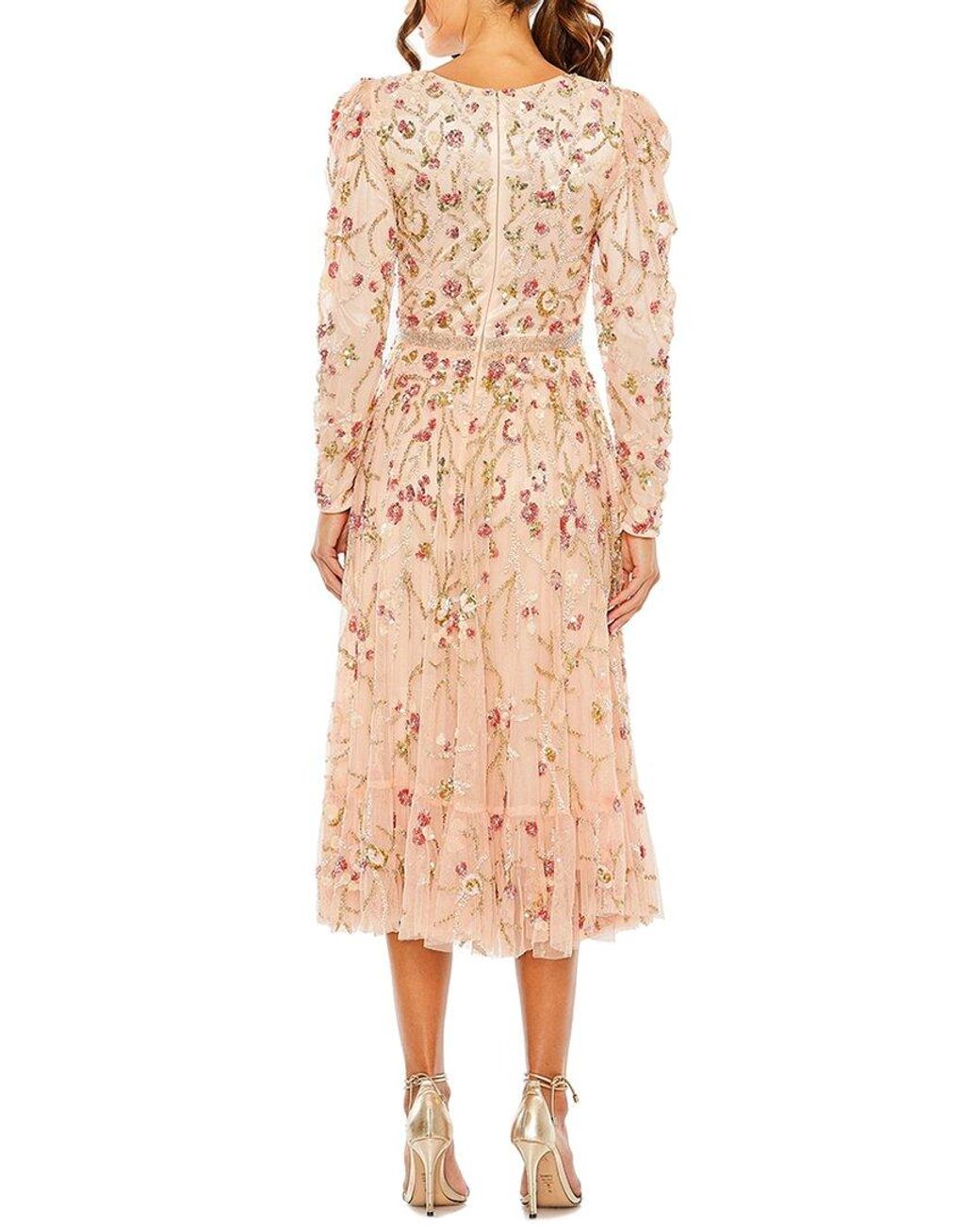 Mac Duggal Pink Floral Embellished Wrap Dress
