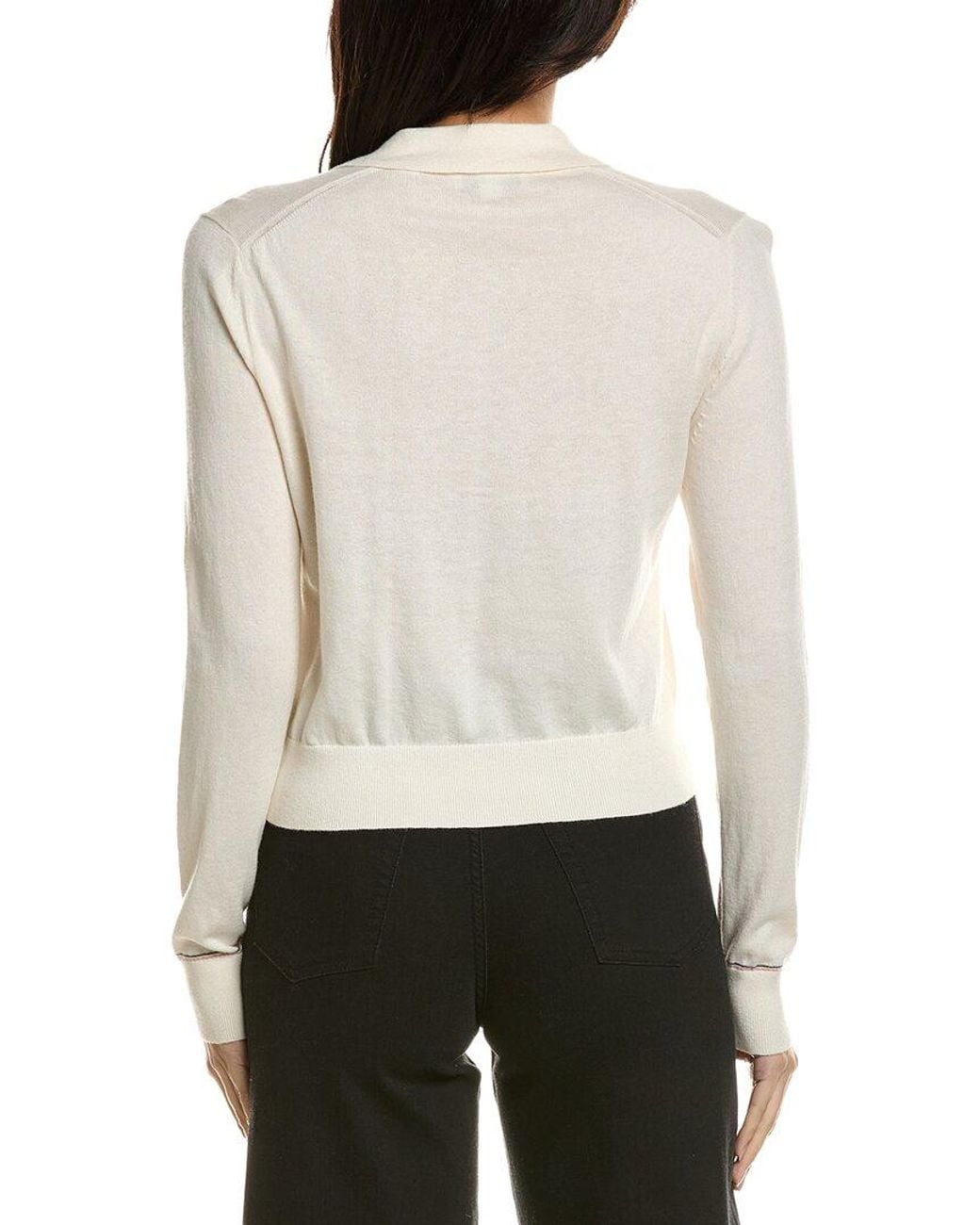 Vince White Cashmere-Blend Tipped Cardigan
