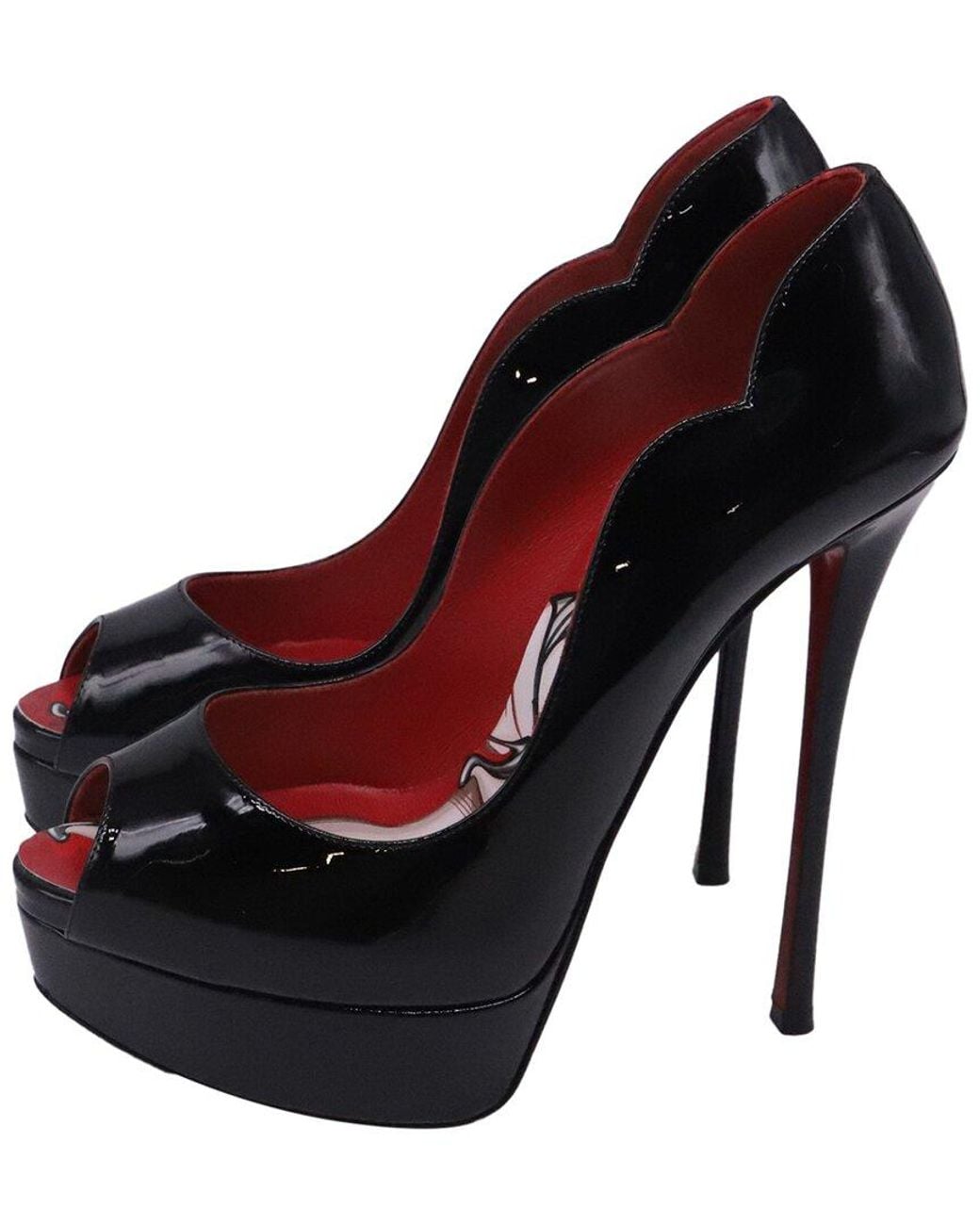 Christian Louboutin Red Patent Leather Chick Up Alta 150 Platform Pump (Authentic Pre-Loved)