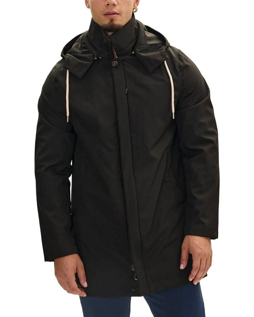 Ron Tomson Black Raincoat for men