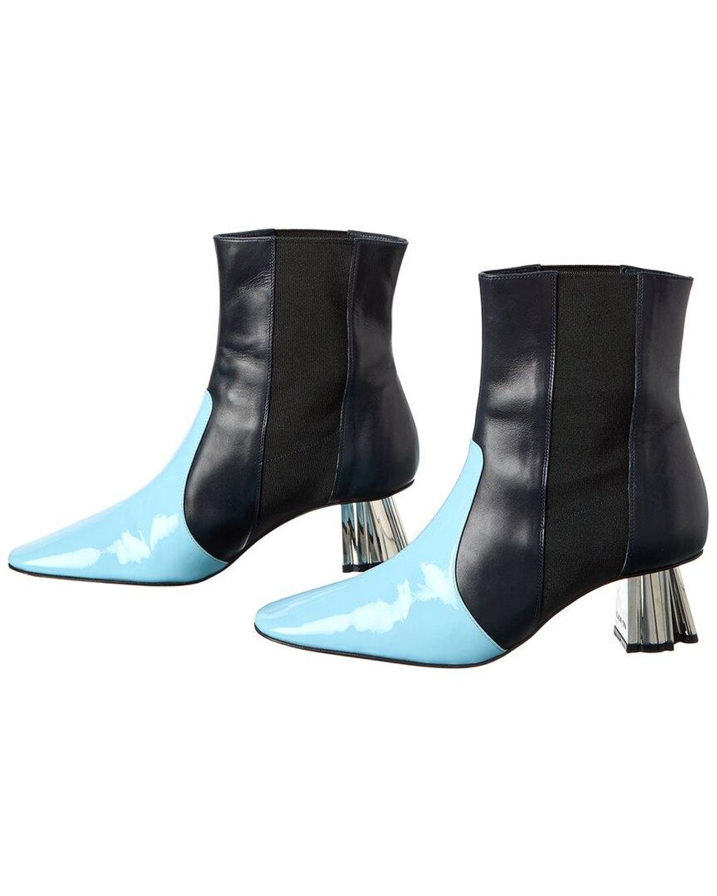 Lanvin Blue M&e Leather Bootie (authentic Pre-loved)