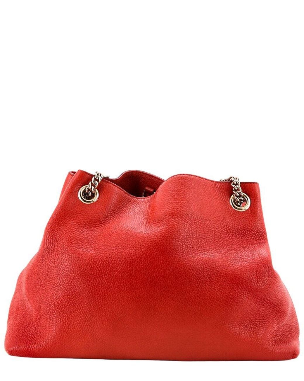 Gucci Red Leather Soho Chain Strap Shoulder Bag Medium (Authentic Pre-Loved)