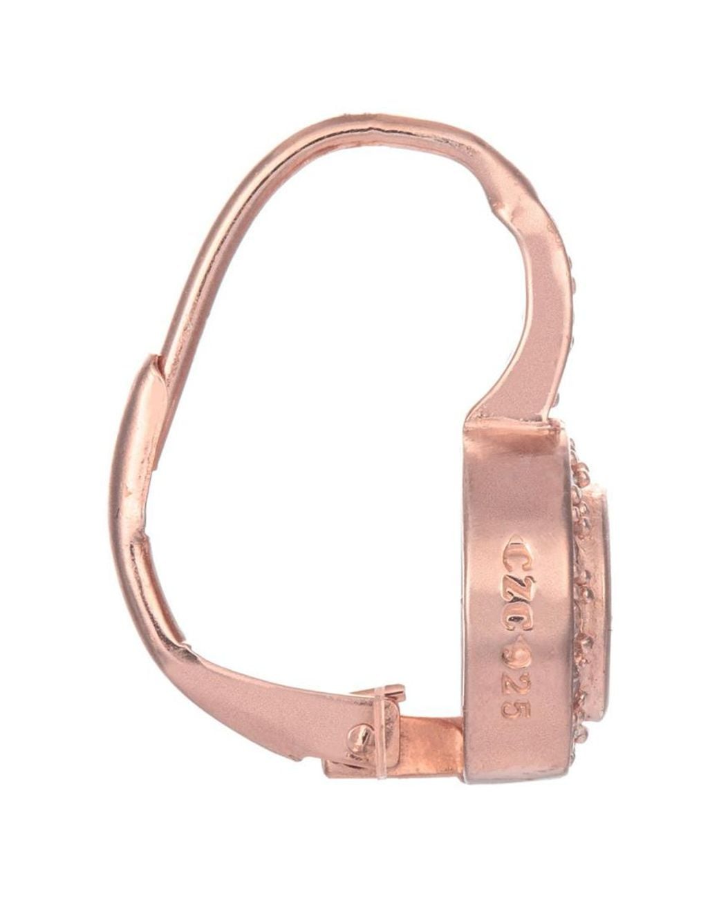 Genevive Jewelry Metallic 14k Rose Gold Vermeil Cz Earrings