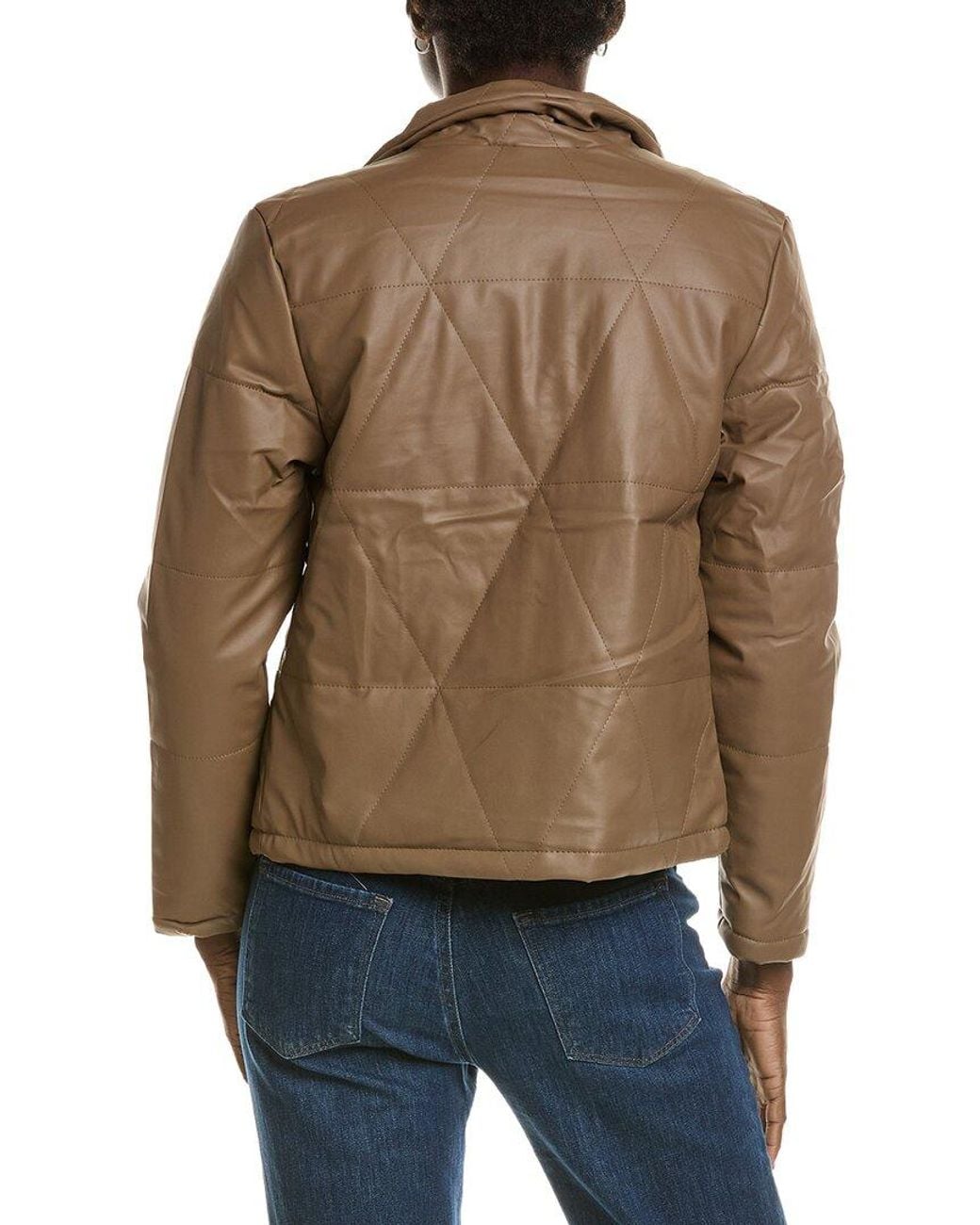 Marion Brown Solid Diamond Quilted Jacket