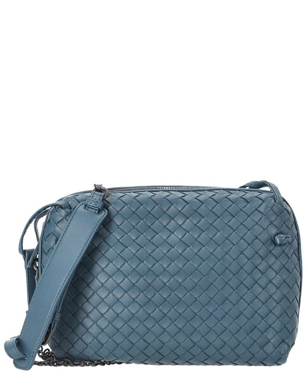 Bottega Veneta Blue Intrecciato Nodini Crossbody Bag (Authentic Pre-Loved)