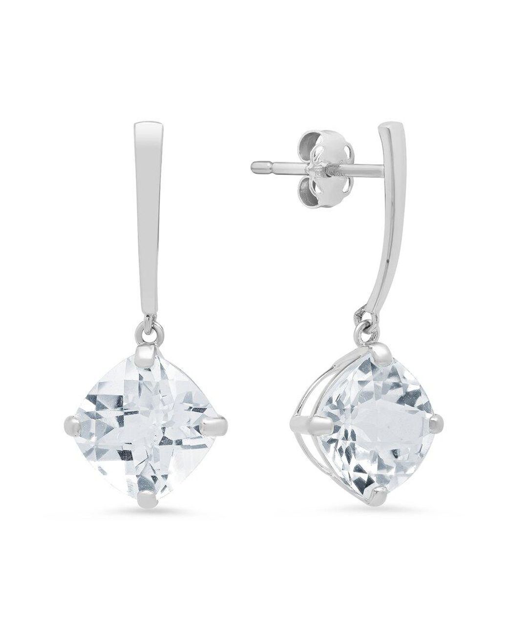 MaxColor 14k 4.20 Ct. Tw. White Topaz Drop Earrings