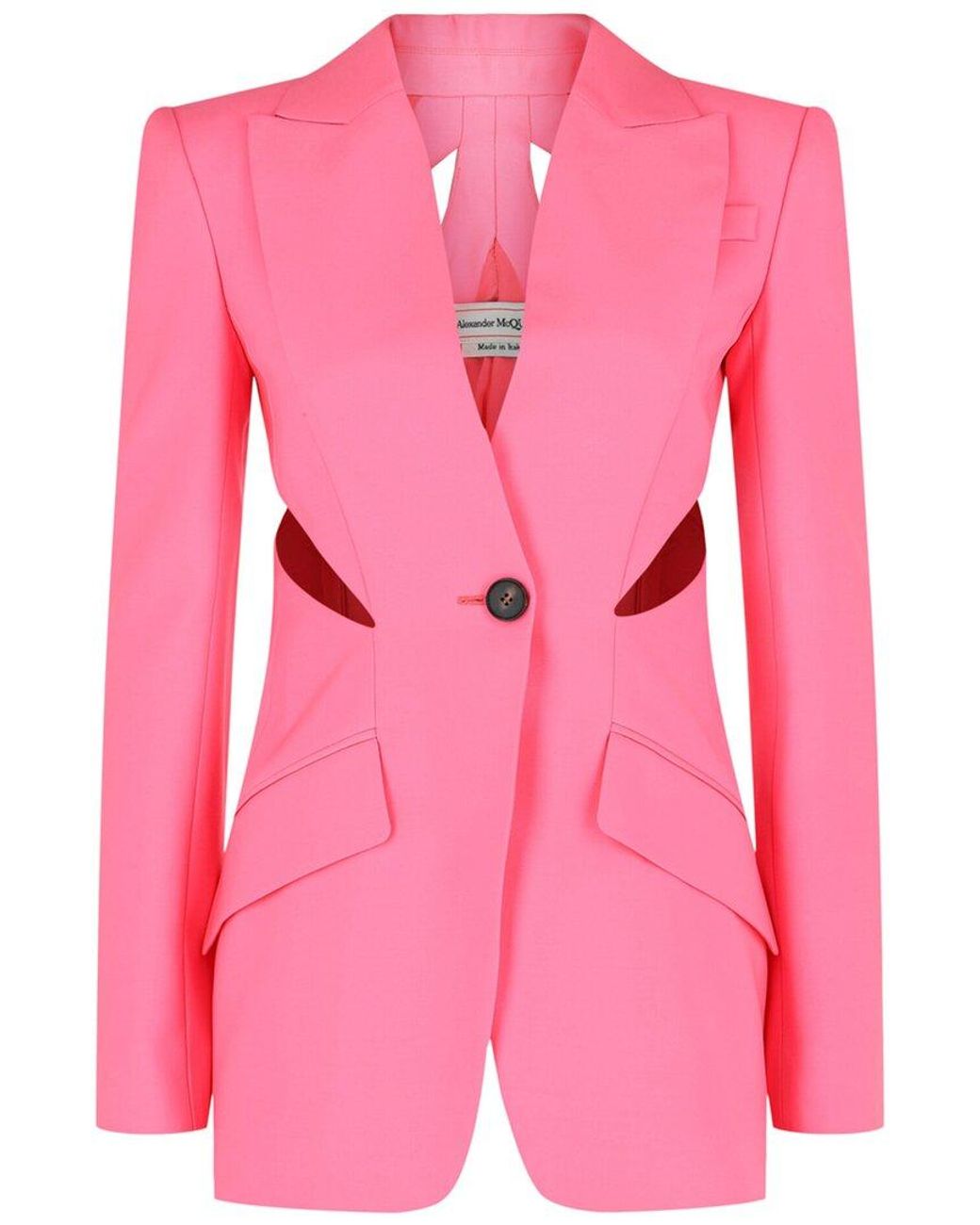 McQueen Pink Slashed Single-Breasted Wool Blazer