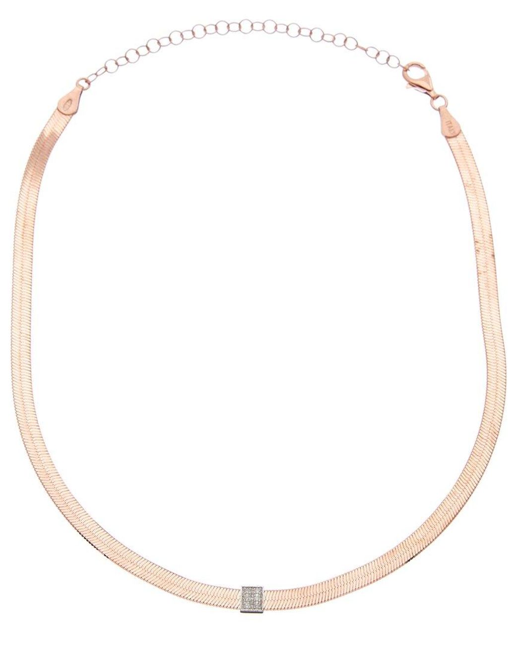 Meshmerise Natural 18K Vermeil 0.06 Ct. Tw. Diamond Herringbone Choker Necklace