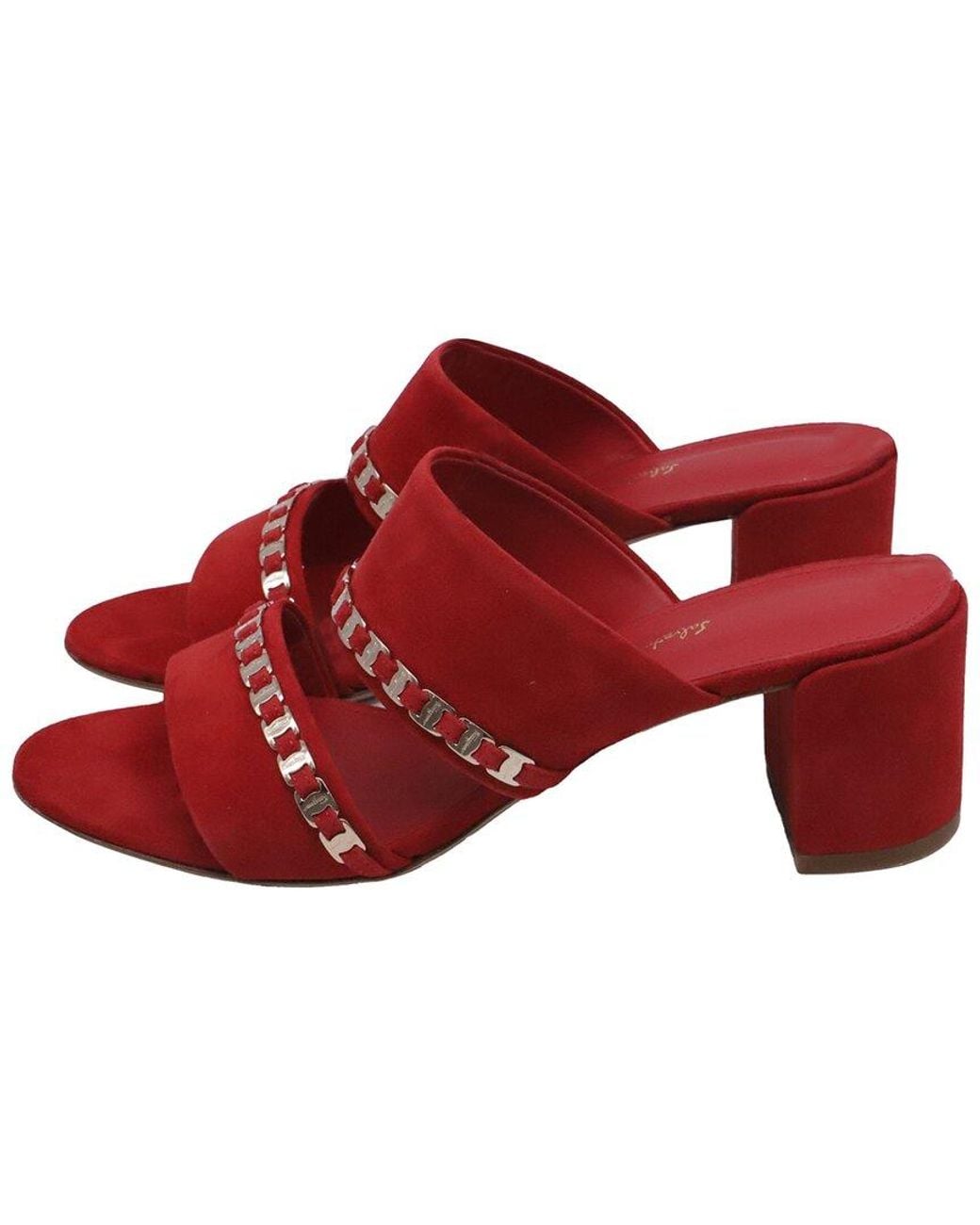 Ferragamo Red Suede Trabia Block-Heel Mule (Authentic Pre-Loved)