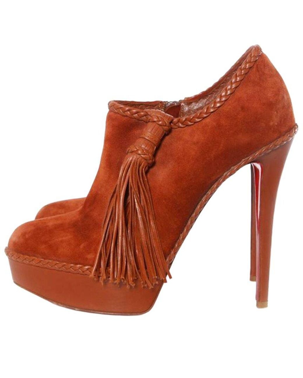 Christian Louboutin Orange Suede Platform Shoot (Authentic Pre-Loved)