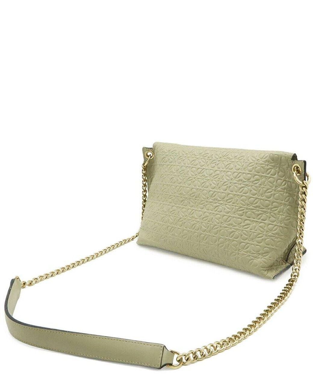 Loewe Gray Calfskin Anagram Avenue Chain Shoulder Bag (Authentic Pre-Loved)