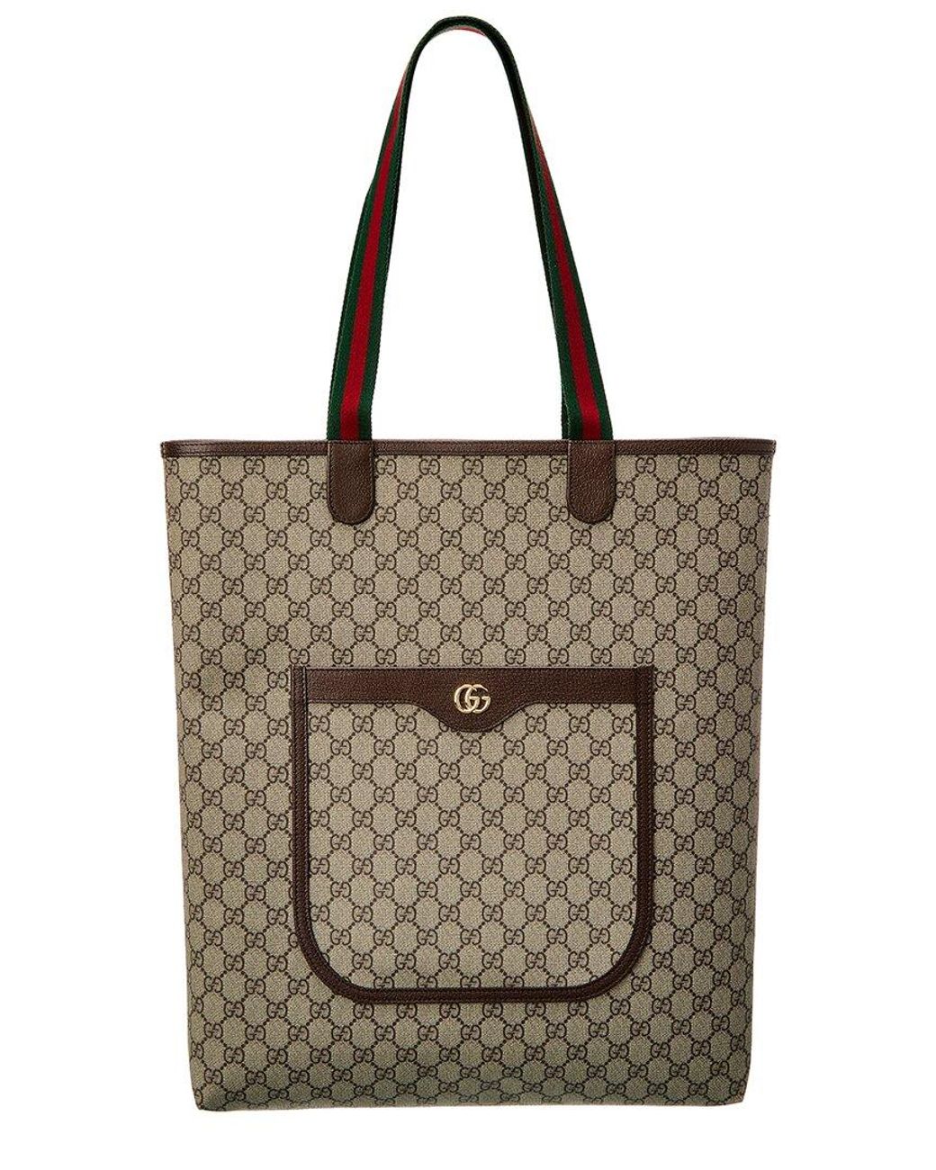Gucci Ophidia Large GG Supreme Canvas & Leather Tote in Brown | Lyst