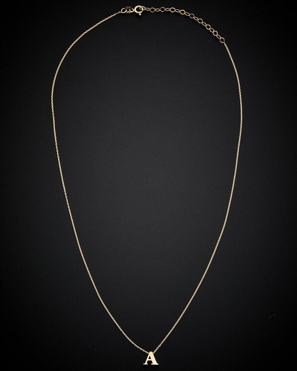 Italian Gold Black 14k Initial Necklace (a-z)
