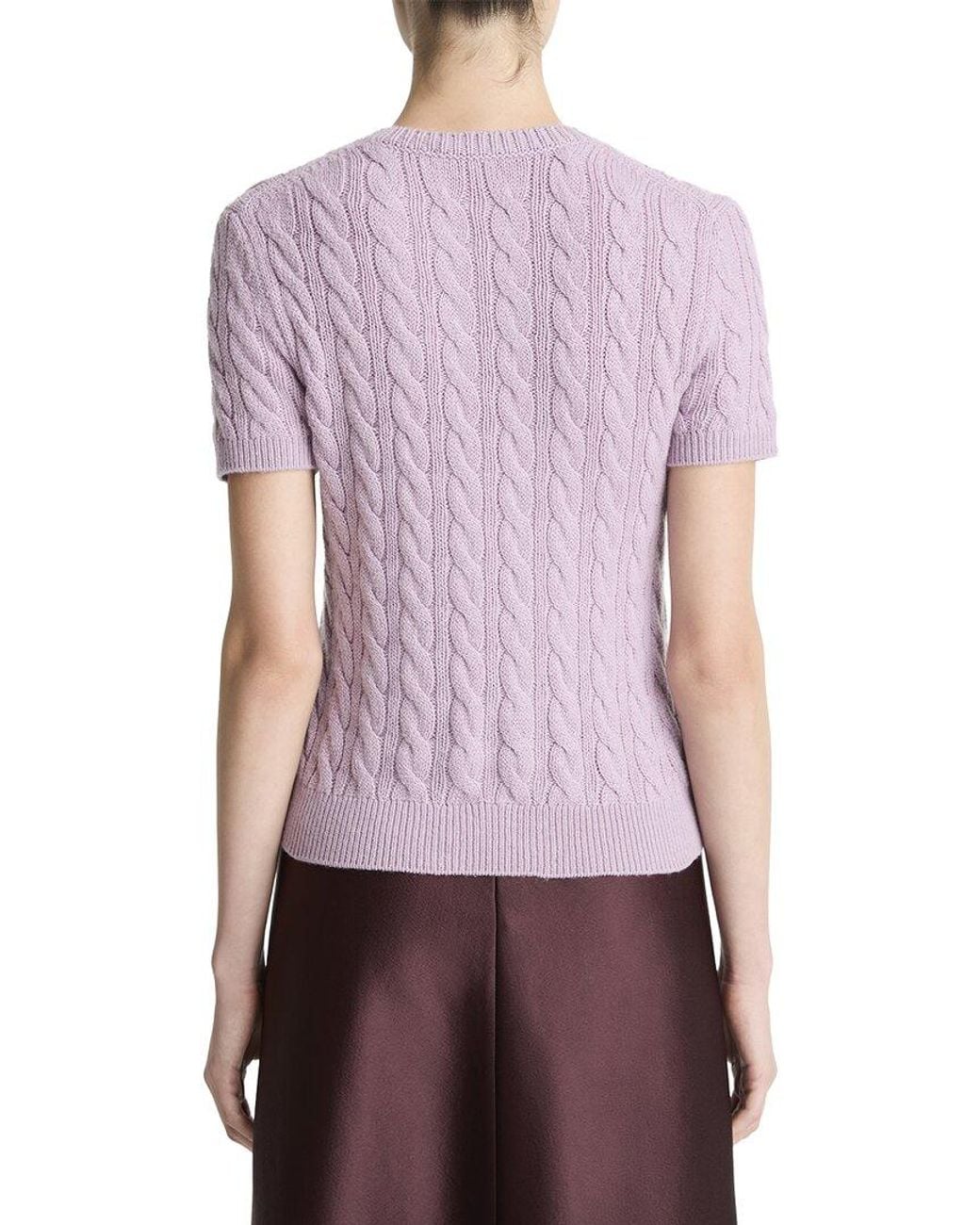 Vince Purple Wool & Cashmere-Blend Cable T-Shirt