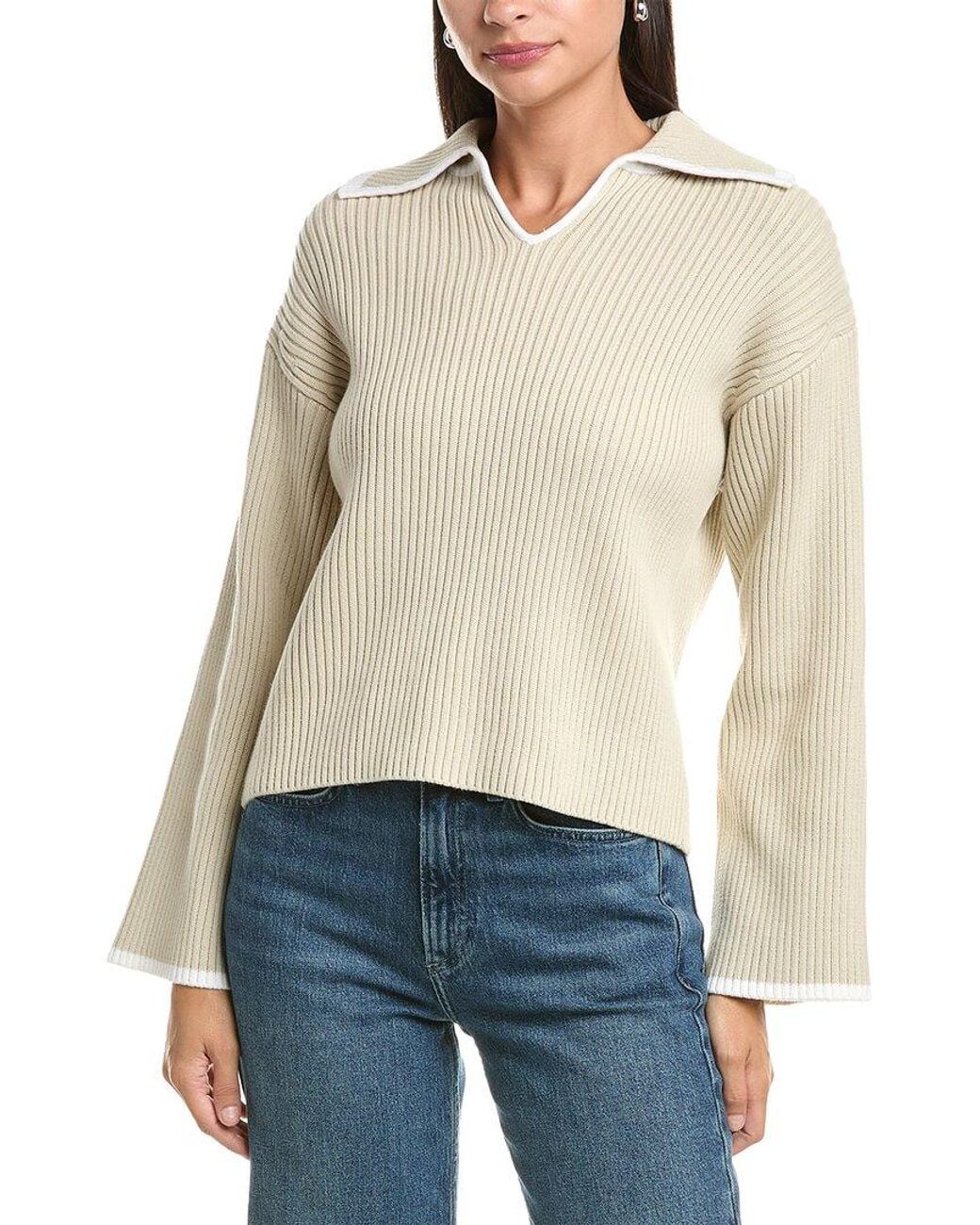Rag & Bone White Isabella Polo Sweater